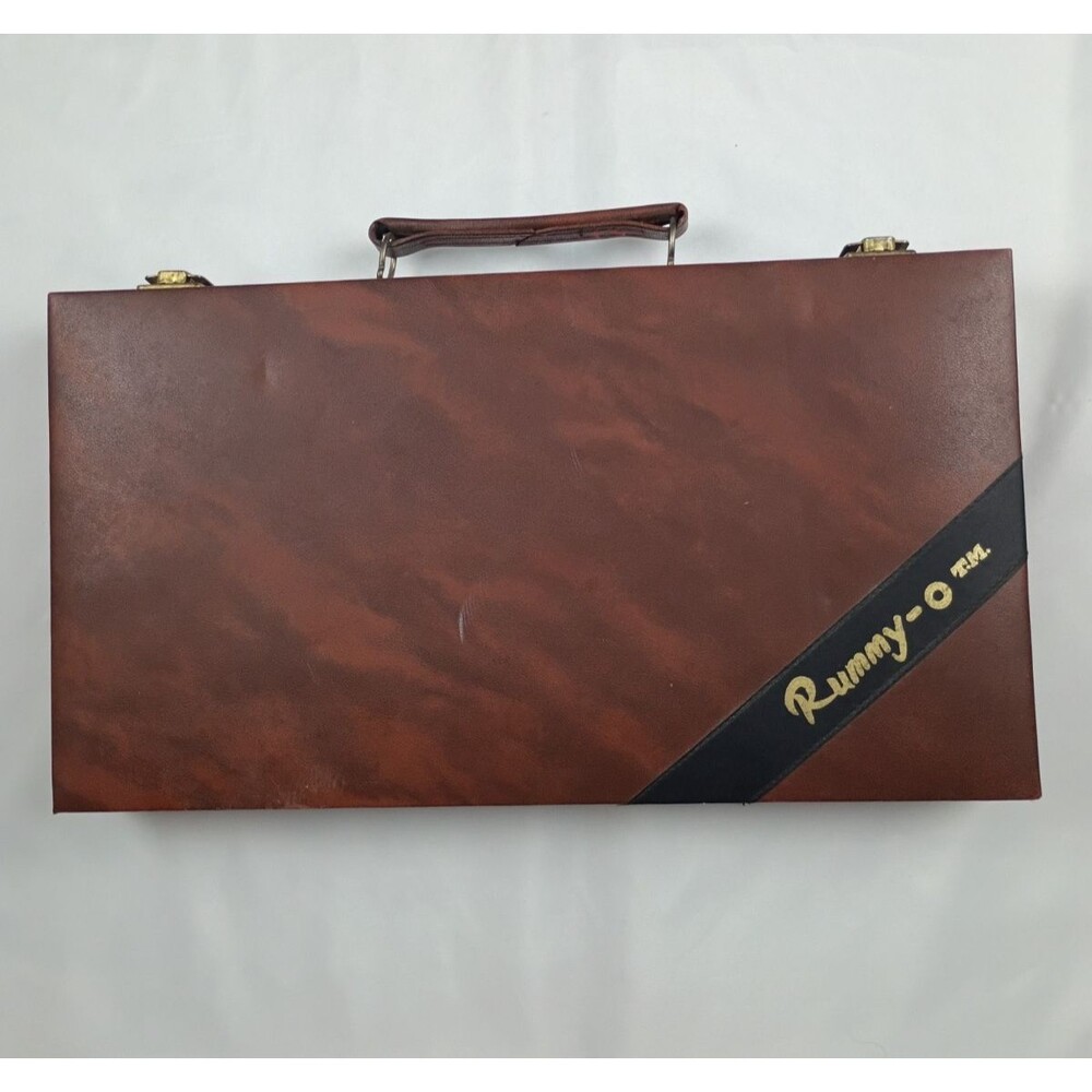 Vintage Cardinal Rummy-O Tile Game Faux Leather Case 106 Tiles 4 Racks 7 Legs